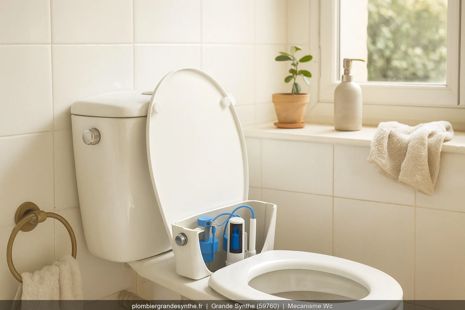 Remplacement mecanisme WC Geberit par plombier a Grande-Synthe (59760)